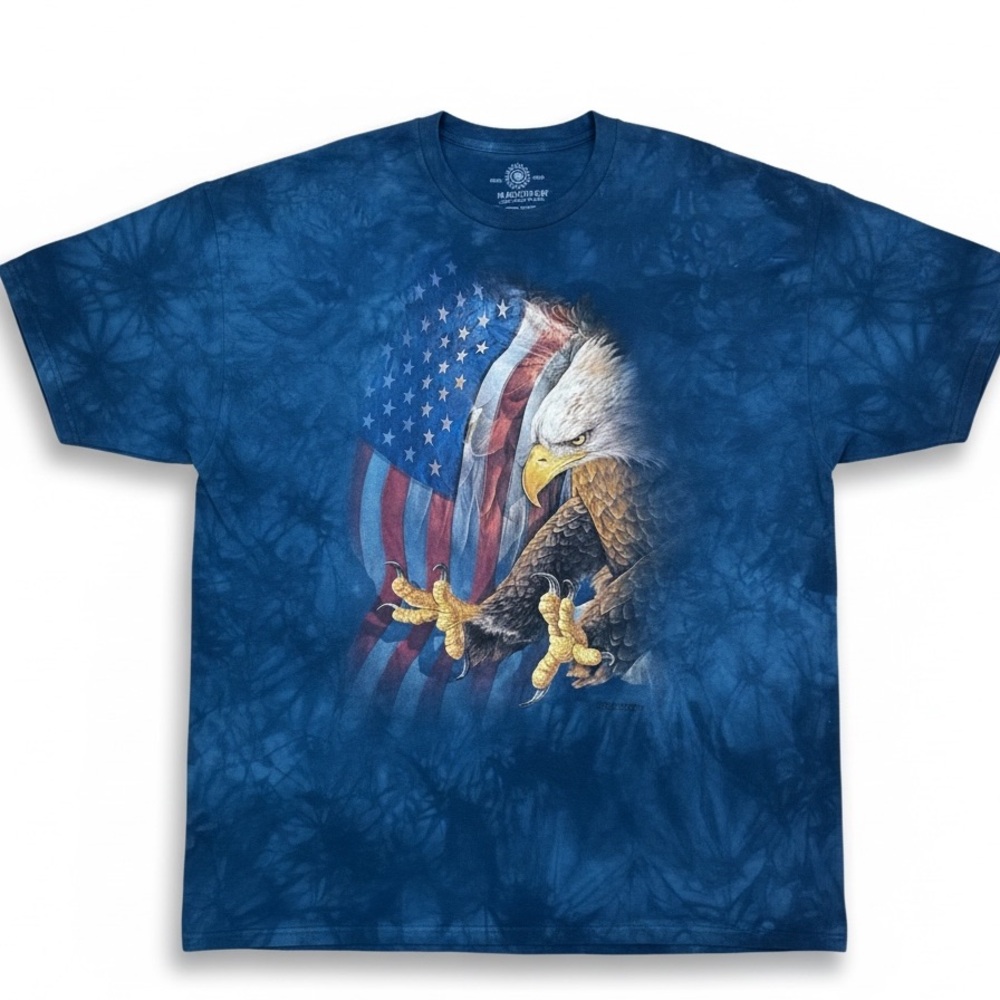 The mountain American flag bald eagle t-shirt